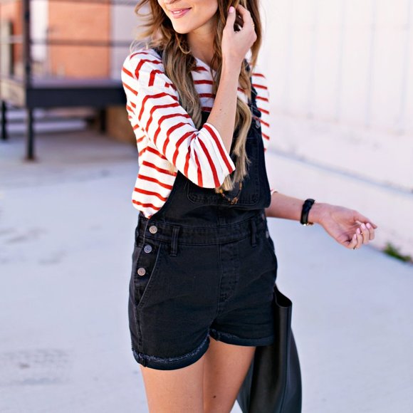 Madewell | Pants u0026 Jumpsuits | Madewell Adirondack Short Overalls In Washed  Black H7 | Poshmark